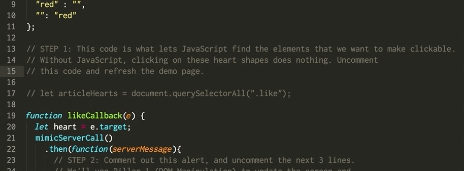 demonstration of un-commenting step one