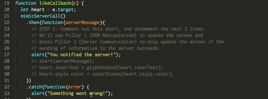 demonstration of un-commenting step two